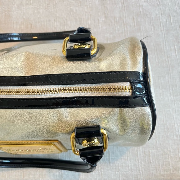 Betseyville Silver Glitter Paten Small Bag Satchel Punk Rockabilly Heart Tag - Picture 9 of 16